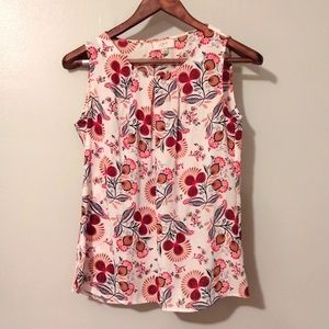 LOFT cream and red sleeveless blouse